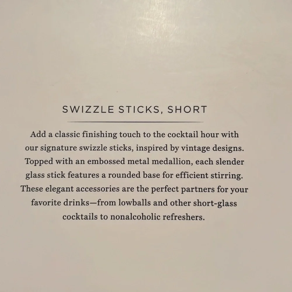 Williams Sonoma Glass Swizzle Sticks, Set/6